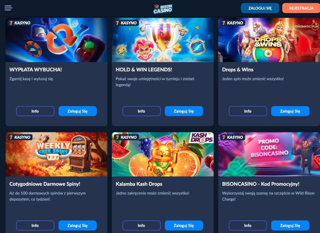 Bison casino bonusy